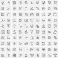 paquete de 100 iconos de líneas universales para móviles y web vector