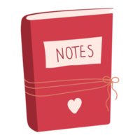 hand- getrokken schattig hedendaags illustratie van rood dagboek of notebook. png