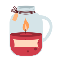 Burning candles in glass. Hand-drawn illustration in doodle style . Design for holiday cards, stickers, print. png