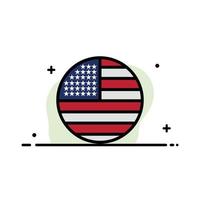 bandera americana acción de gracias usa línea plana de negocios lleno icono vector banner plantilla