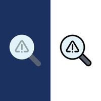 Find Search View Error  Icons Flat and Line Filled Icon Set Vector Blue Background