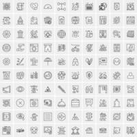 Pack of 100 Universal Line Icons for Mobile and Web vector