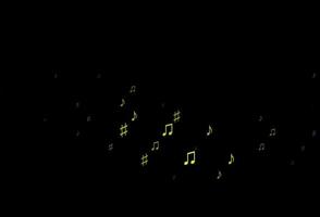 Dark Green, Yellow vector background with music symbols.