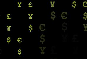 Dark green, yellow vector texture with financial symbols.