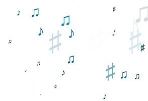 Light BLUE vector template with musical symbols.