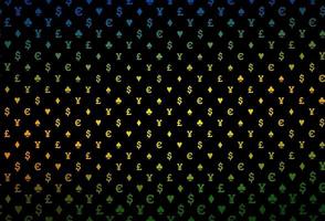 Dark multicolor, rainbow vector pattern with symbol of cards.
