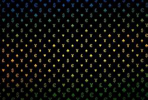 Dark multicolor, rainbow vector pattern with symbol of cards.