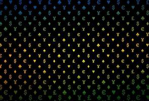 Dark multicolor, rainbow vector pattern with symbol of cards.