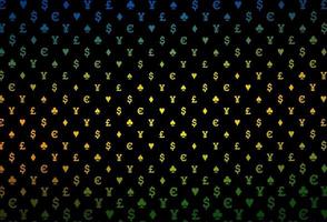 Dark multicolor, rainbow vector pattern with symbol of cards.