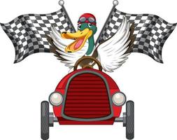 Soapbox derby with duck driving car vector