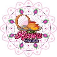 diseño de texto feliz karwa chauth vector