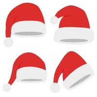 Set of Santa Claus hat isolated on white background vector