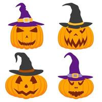 Set of Halloween Pumpkin isolated on white background vector