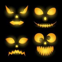 Halloween Pumpkin Face set, Vector illustration