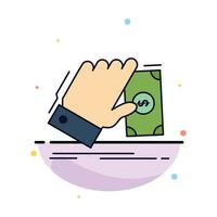 business hand money earn dollar Flat Color Icon Vector