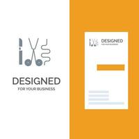 Instruments Surgery Tools Medical Grey Logo Design and Business Card Template vector