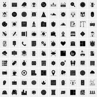 Set of 100 Business Solid Glyph icons vector