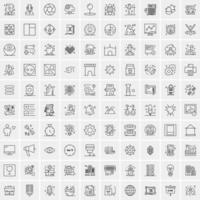 Pack of 100 Universal Line Icons for Mobile and Web vector