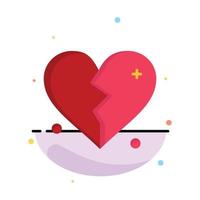 Broken Love Heart Wedding Abstract Flat Color Icon Template vector