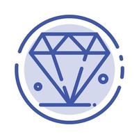 diamante joya madrigal línea punteada azul icono de línea vector
