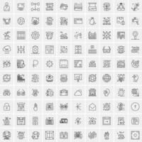 paquete de 100 iconos de líneas universales para móviles y web vector