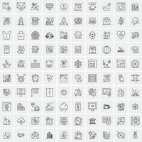 Pack of 100 Universal Line Icons for Mobile and Web vector