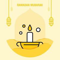 Ramadan kareem greeting template islamic crescent and arabic lantern vector illustration