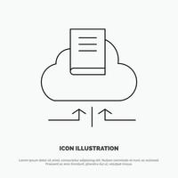 Cloud Arrow Book Notebook Vector Line Icon