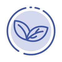 Growth Leaf Plant Spring Blue Dotted Line Line Icon vector