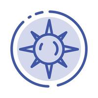 sol día azul claro línea punteada icono de línea vector