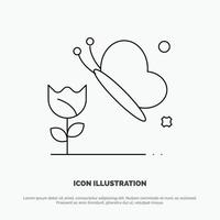 Beauty Flower Butterfly Line Icon Vector