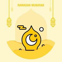 Ramadan kareem greeting template islamic crescent and arabic lantern vector illustration