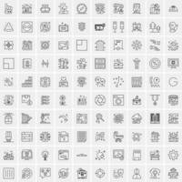 paquete de 100 iconos de líneas universales para móviles y web vector