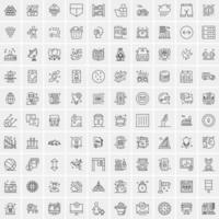 paquete de 100 iconos de líneas universales para móviles y web vector