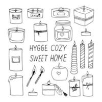 candles set hand drawn in doodle style. Suitable for icon, sticker, design element on the theme of a cozy home vector