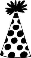 party hat with circles. hand drawn doodle style. , minimalism, monochrome festive funny vector