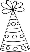 party hat with circles and stripes. hand drawn doodle style. , minimalism, monochrome. festive funny vector