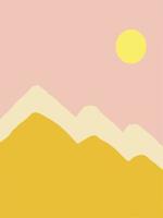 abstract minimalistic posters in trending colors. landscape mountains and sun. vector illustration. card template