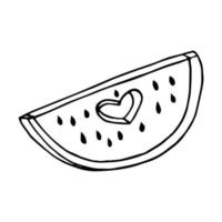 watermelon slice. hand drawn vector illustration. minimalism. icon, sticker, decor. juicy fresh fruits summer food