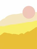 abstract minimalistic posters in trending colors. landscape mountains and sun. vector illustration. card template