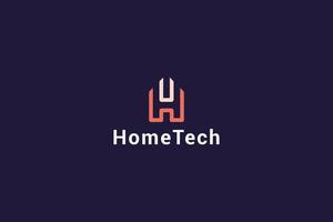 Letter H modern line art technological home logo vector