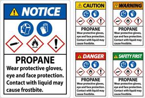 Danger Propane Flammable Gas PPE GHS Sign vector