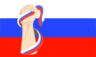 ilustración gráfica vectorial del día de la independencia de rusia con la mano sosteniendo la bandera de rusia. perfecto para las celebraciones del día de la independencia. diseño de pancartas vector