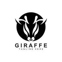 Giraffe Logo Design, Giraffe Head Vector Silhouette, High Neck Animal, Zoo, Tattoo Illustration, Product Brand