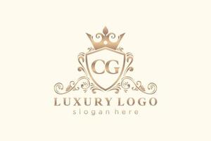 plantilla de logotipo de lujo real de letra cg inicial en arte vectorial para restaurante, realeza, boutique, cafetería, hotel, heráldica, joyería, moda y otras ilustraciones vectoriales. vector