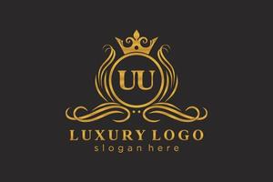 plantilla de logotipo de lujo real de letra uu inicial en arte vectorial para restaurante, realeza, boutique, cafetería, hotel, heráldica, joyería, moda y otras ilustraciones vectoriales. vector