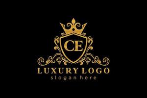 Initial CE Letter Royal Luxury Logo template in vector art for Restaurant, Royalty, Boutique, Cafe, Hotel, Heraldic, Jewelry, Fashion and other vector illustration.