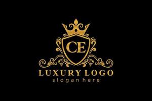 Initial CE Letter Royal Luxury Logo template in vector art for Restaurant, Royalty, Boutique, Cafe, Hotel, Heraldic, Jewelry, Fashion and other vector illustration.