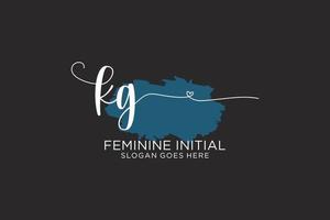 Initial KG beauty monogram and elegant logo design handwriting logo of initial signature, wedding, fashion, floral and botanical with creative template. vector
