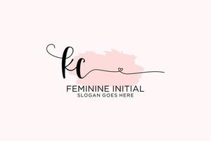 Initial KC beauty monogram and elegant logo design handwriting logo of initial signature, wedding, fashion, floral and botanical with creative template. vector